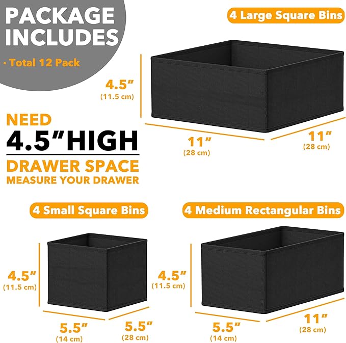 SpaceAid Drawer Organizer Clothes, 12 Pack Dresser Organizer Bins - Image 6