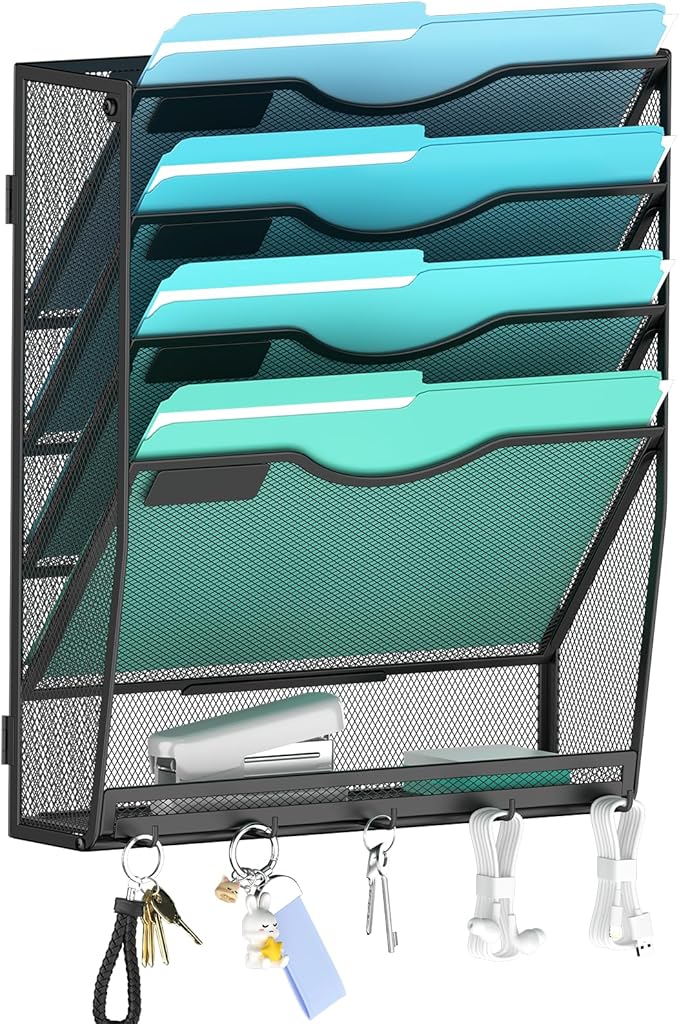 Gawerk 5-Tier Wall File Organizer Hanging Wall File Holder Wall Mount Paper by Gawerk