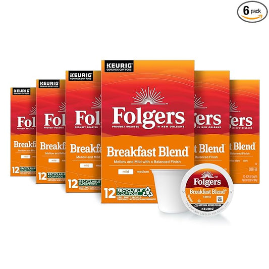 Folgers Breakfast Blend Mild Roast Coffee, 72 Keurig K-Cup Pods-DeskLoop Office