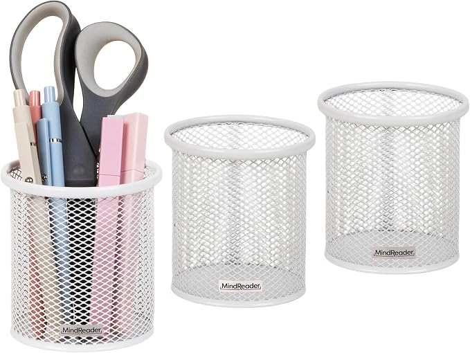 Mind Reader Pen and Accessories Holder, Desktop Organizer, Metal Mesh, 3.5"L x by MindReader