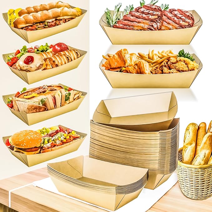 30 Pack 5LB Extra Large Paper Food Trays, Disposable Grease Resistant Paper - Image 4