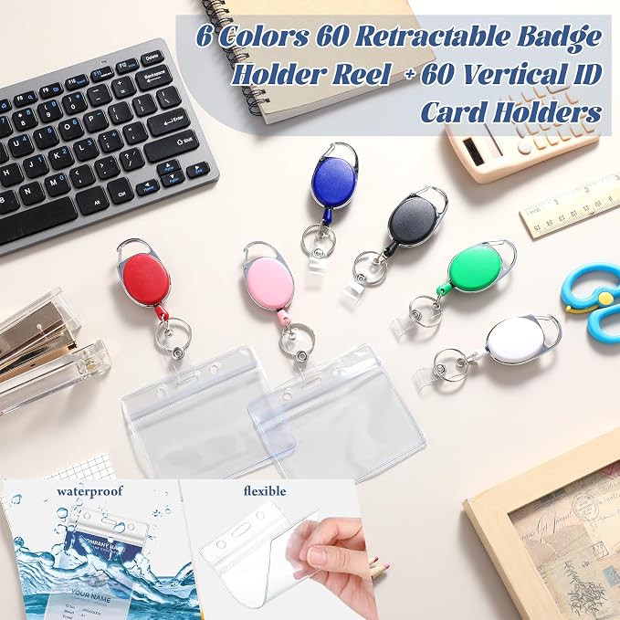 Laumoi 60 Pack Heavy Duty Retractable Badge Holder Reel - Image 5