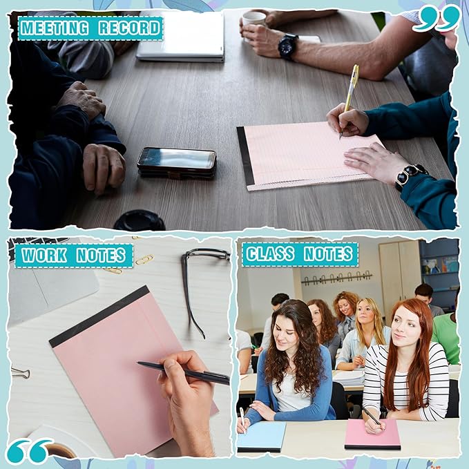 Fuutreo 8 Pcs 8.5'' x 11'' Colored Legal Pad Writing Pads Narrow Ruled 50 Sheets Per Notepad Perforated Writing Notepad Office Supplies for College Office Business (Candy Color)-DeskLoop Office