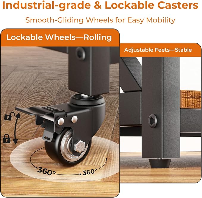 GreenForest Printer Stand with Lockable Wheels, Heavy Duty Printer Table | - Image 5