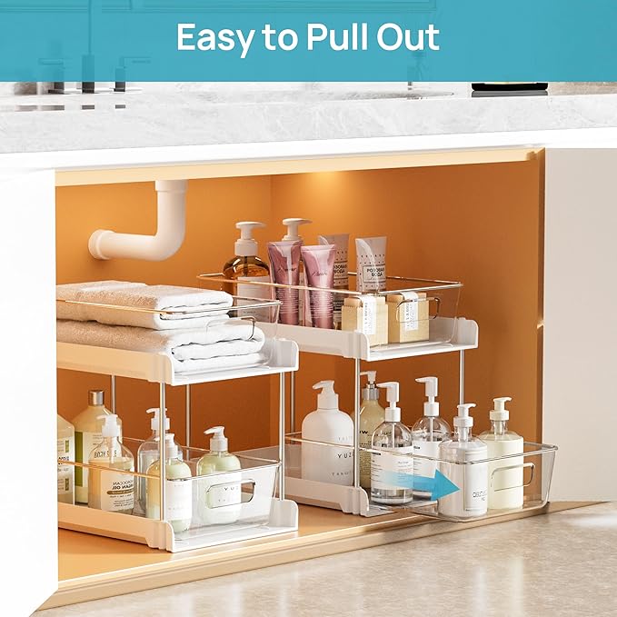 Vtopmart 4 Pack Plastic Bathroom Under Sink Pull-Out Organizer - Image 4