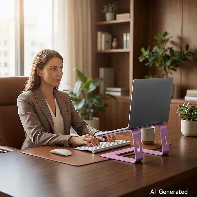 SOUNDANCE Laptop Stand, Aluminum Computer Riser, Ergonomic Laptops Elevator - Image 7