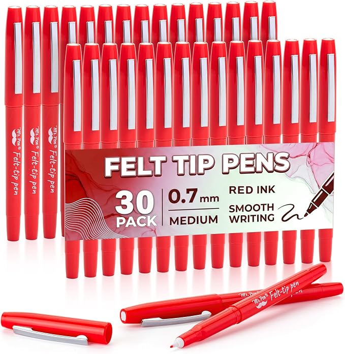 Mr. Pen- Felt Tip Pens, 30 Pack, 0.7 mm, Fast Dry | No Smear, Planner Markers by MrPen