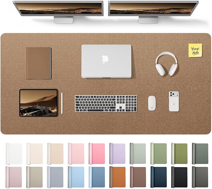 YSAGi Leather Desk Pad Protector, Office Desk Mat, Large Mouse Pad, Non-Slip PU by YSAGi