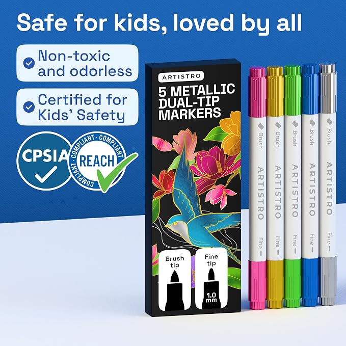 ARTISTRO 5 Metallic Acrylic Paint Markers - Image 7