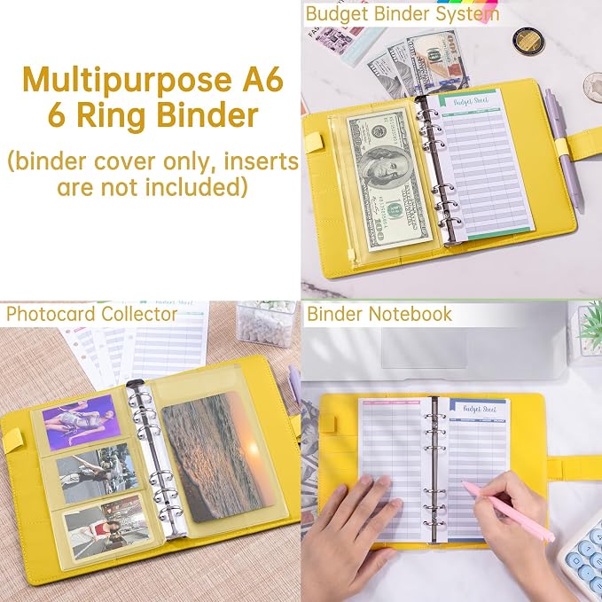 Antner A6 Notebook Binder Refillable 6 Ring Budget Binder Cover - Image 4