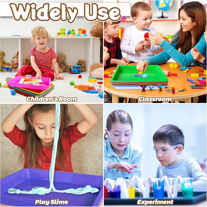 10 Pack Multicolor Plastic Art Trays, 10 Colors Activity Crafts Tray, Colorful - Image 5