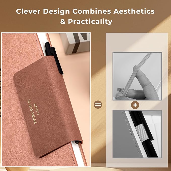 MINICAGIE Lined Leather Journals for Writing A5 Journaling Notebooks with 100 GSM Thick Paper Journal Notebook for Men & Women with Buckle Closure, Work Travel Note Taking Diary, 5.7" x 8.3", Pink-DeskLoop Office