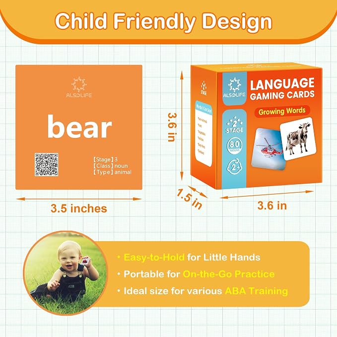 80 Nouns Flash Cards for Toddlers 2-3, Key Vocabulary Flashcards, Sturdy & - Image 6
