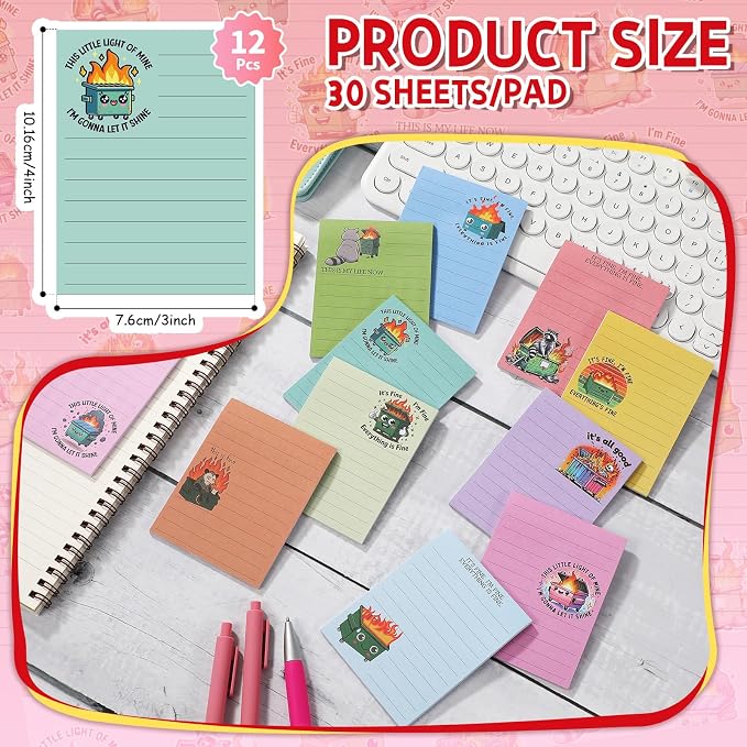 12 Pcs Funny Sticky Notes for Work 4x3 Inches Sarcastic Self Adhesive Notepads - Image 2