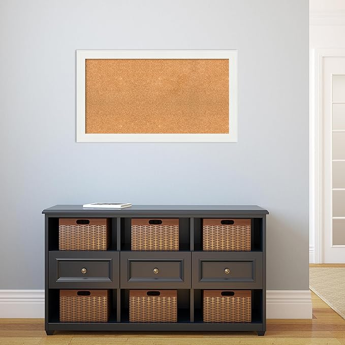 Amanti Art Natural Cork Board for Wall, 21x37 Vision Board with White Frame, Large Corkboard Office Decor for Home Organization, Casual Corkboard Pinboard to Display Items for Home Organization in-DeskLoop Office