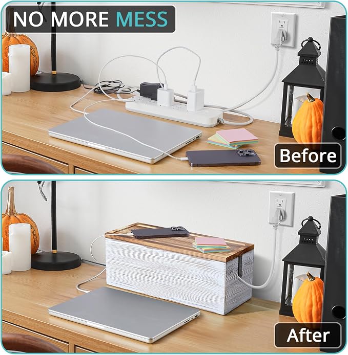 Large Cable Management Box, Office to Hide Extension Cords Power Stripes Surge - Image 5