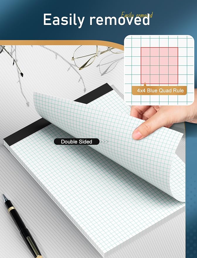 Graph Paper Pad 8.5 x 11, 12 Pack Graph Paper Notebook, 4x4 Graph Ruled - Image 6