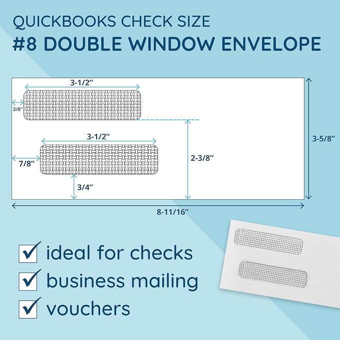 500 No. 8 Flip and Seal Double Window Security Check Envelopes - Image 4