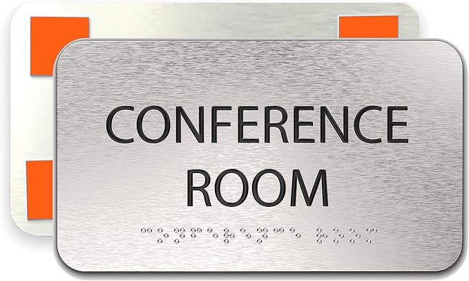 ADASigns Conference Room Sign 7" W x 4" H Durable Brushed Aluminum by ADASigns