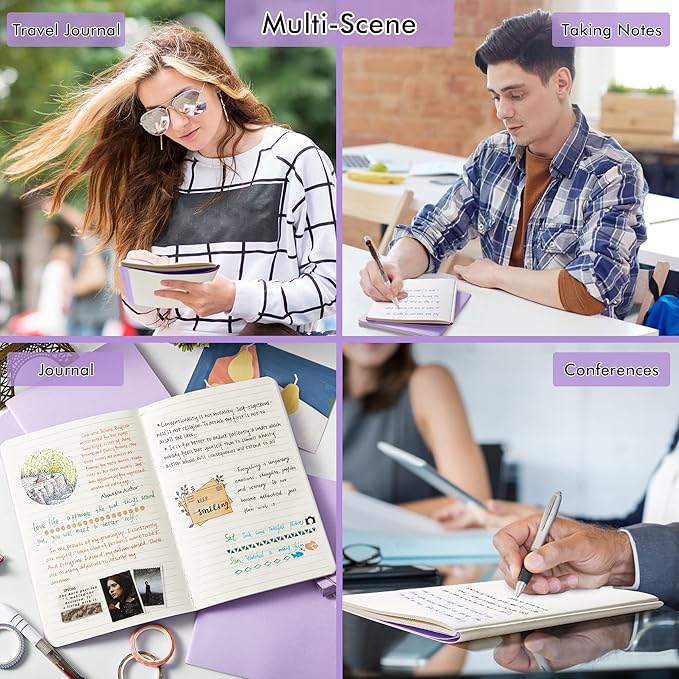 feela 8 Pack Soft Cover Journal Bulk, Notebooks College Ruled for Work, Lined Travel Journal for Women Men, Note Taking Notebook School Supplies Business Writing, 8.2” x 5.5”, A5, Light Purple-DeskLoop Office