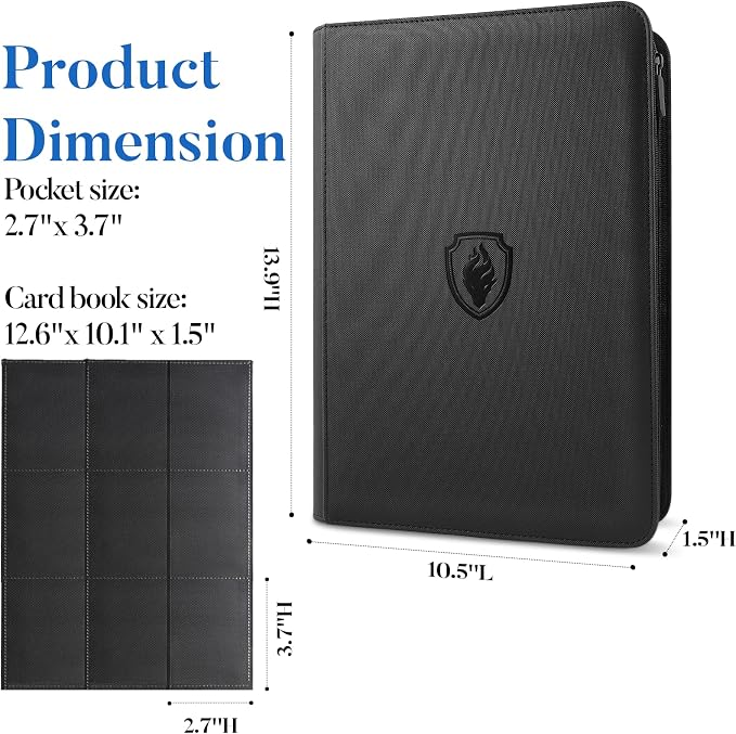 Premium Zip Card Binder, Fabmaker 9 Pocket Trading Card Binder, PU Cover Zipper - Image 6