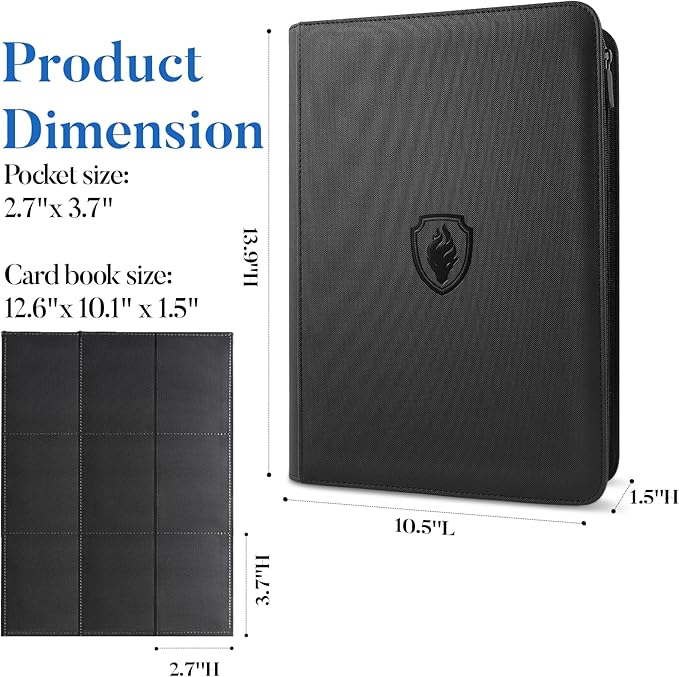 Premium Zip Card Binder, Fabmaker 9 Pocket Trading Card Binder, PU Cover Zipper - Image 6