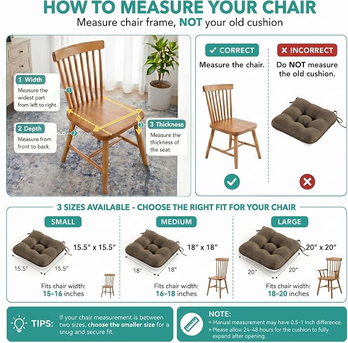 BETU Chair Cushions for Dining Chairs, 3.5" Thick Kitchen Table Chair Pads - Image 5
