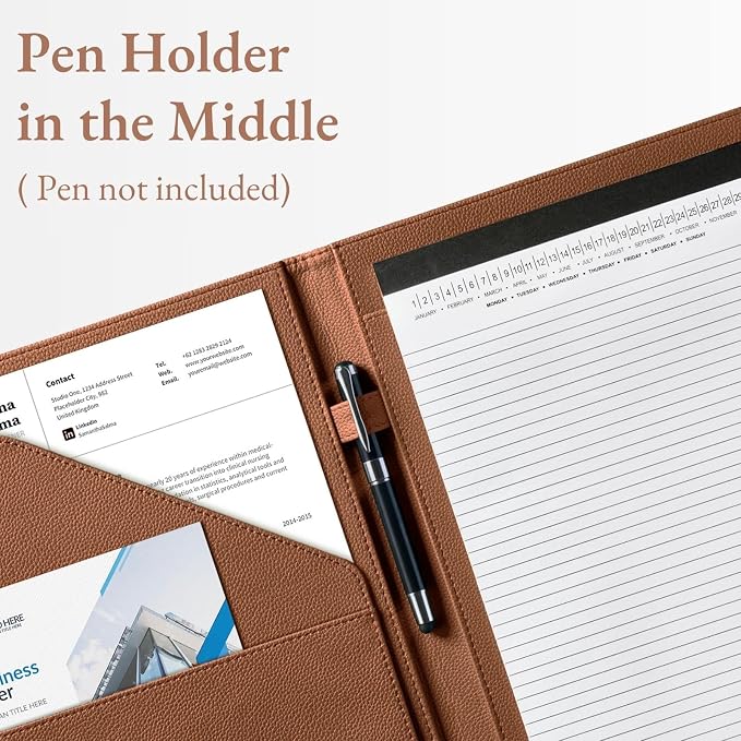 Mymazn Padfolio, Portfolio Folder, Legal Pad Holder, Resume Folder | Faux - Image 6