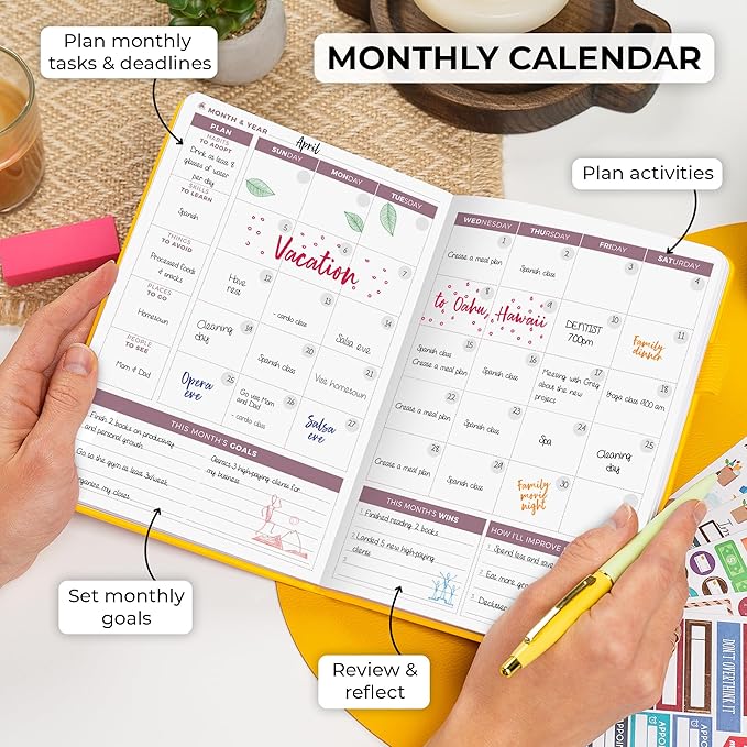 Clever Fox Planner 2nd Edition – Colorful Weekly & Monthly Goal Planner, Time Management & Productivity Organizer, Undated, A5 (Amber Yellow)-DeskLoop Office