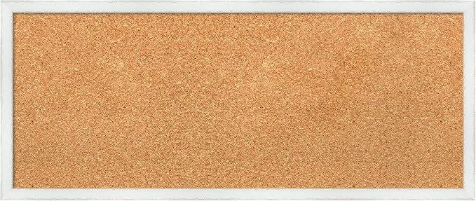 Amanti Art Natural Cork Board for Wall, 13x31 Vision Board with White Frame, Medium Corkboard Office Decor for Home Organization, Country Rustic Corkboard Pinboard to Display Items for Home-DeskLoop Office