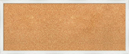 Amanti Art Natural Cork Board for Wall, 13x31 Vision Board with White Frame, Medium Corkboard Office Decor for Home Organization, Country Rustic Corkboard Pinboard to Display Items for Home-DeskLoop Office