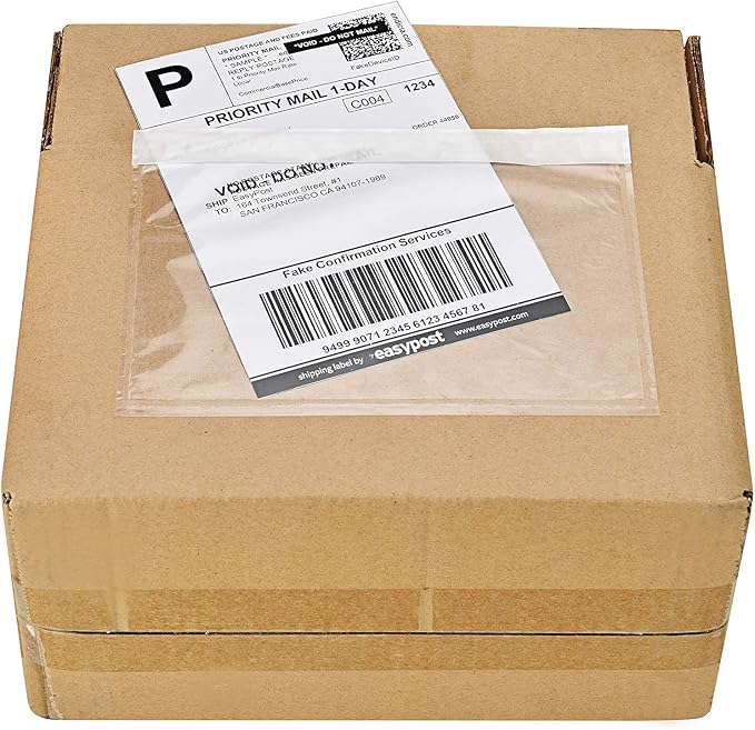 SJPACK 1000 7.5" x 5.5" Clear Adhesive Top Loading Packing List/Label Envelopes - Image 2