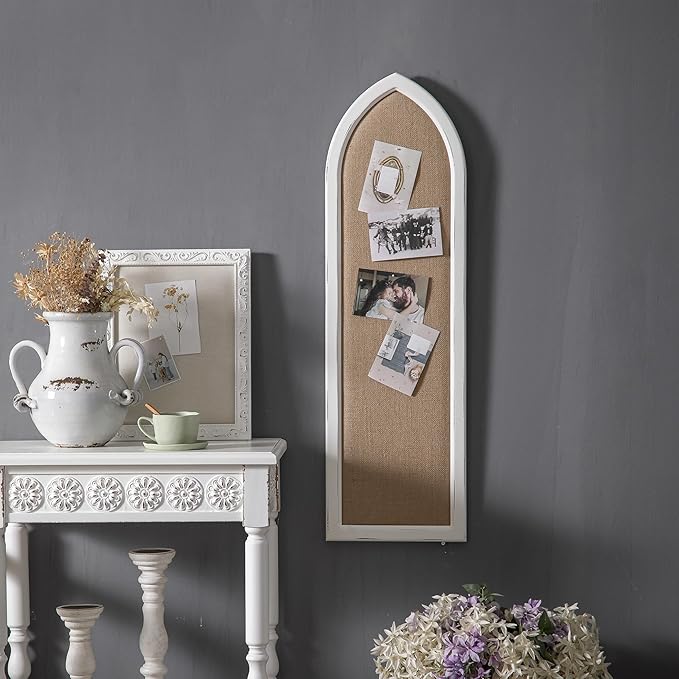 SOFE Arched Long Framed Bulletin Board for Wall, 39 × 12 Inches Fabric Pin Board, Decorative Rustic Dream Boards/Vision Boards, Message Picture Display Board/Wall Decor for Office Home-DeskLoop Office