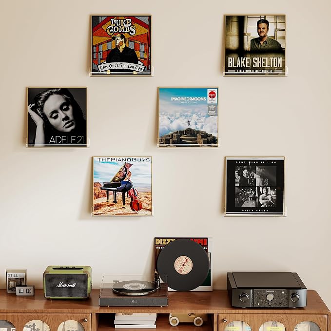Laurensory Vinyl Record Shelf Wall Mount Shelves, 12 inch Clear Acrylic Vinyl - Image 7