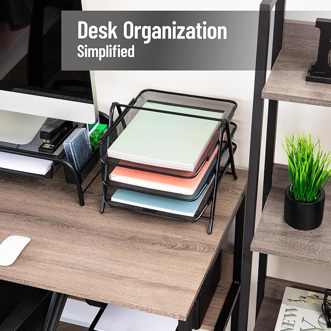 Mind Reader 3-Tier Paper Tray, Desktop Organizer, File Storage, Metal Mesh - Image 2