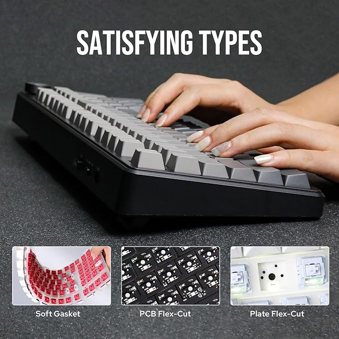 EPOMAKER X Aula F99 PRO Wireless Gaming Keyboard with 8000mAh Battery, Hot Swappable Creamy Keyboard, 2.4GHz/Type-C/BT5.0, NKRO, RGB Backlit for Win/Mac/Gaming (Black Gradient)-DeskLoop Office