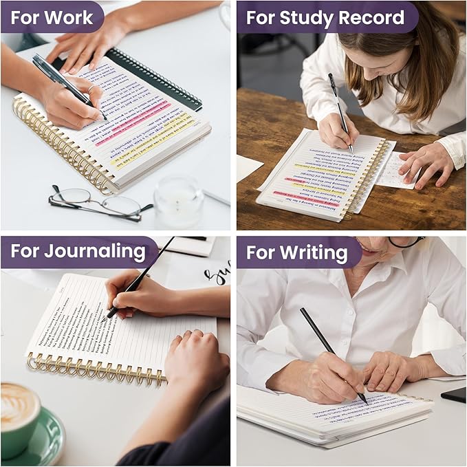 Lined Spiral Notebook Journal for Work, 300 Pages Thick B5 (7.1"x10") College Ruled Journal for Women & Writing, Hardcover Notebook for Note Taking, Perfect for Office Home School, Midnight Bloom-DeskLoop Office