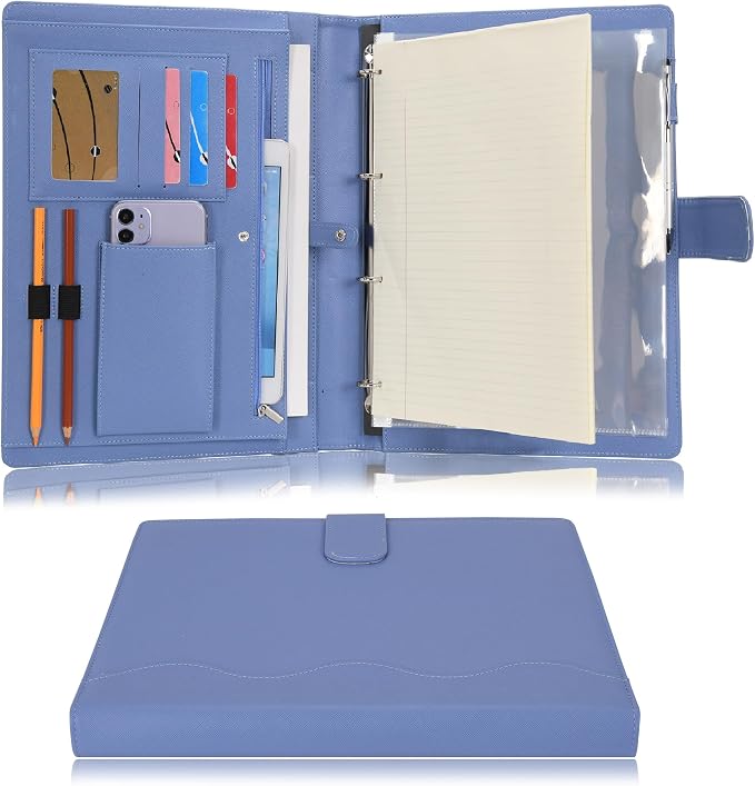 Wonderpool A4 PU Leather 3 & 4 Ring Holder Writing Portfolio Multi Document Case by Wonderpool