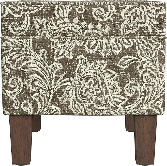 Home Decor | Dinah Collection Modern Storage Ottoman | Ottoman with Storage for Living Room & Bedroom(Brown Jacobean Print)-DeskLoop Office