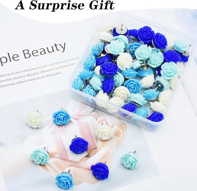 YOUDEFUL 60Pcs Decorative Pushpins, Cork Board Tacks, Bulletin Board Tacks - Image 4