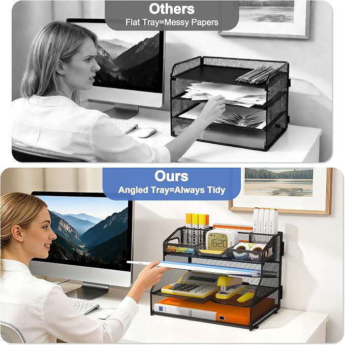 4 Tier Desk Orgnizers and Accessories, Metal Magazine File Holder - Image 5