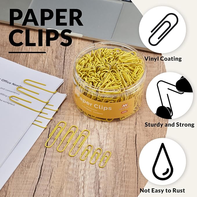 NEEWAY 450pcs Paper Clips Assorted Sizes, Small and Large Paper Clips, Coated - Image 4