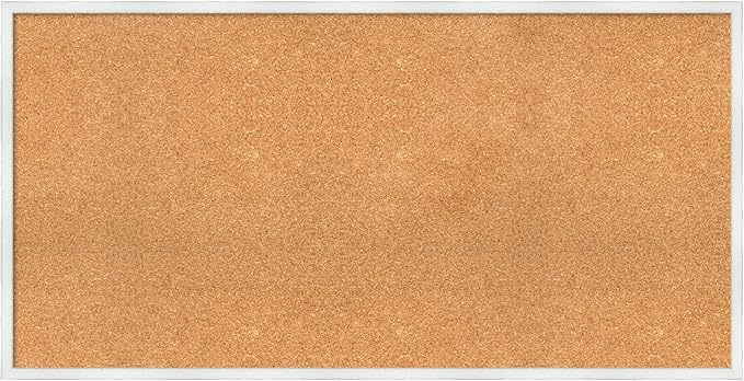 Amanti Art Natural Cork Board for Wall, 25x49 Vision Board with White Frame, Oversize Corkboard Office Decor for Home Organization, Country Rustic Corkboard Pinboard to Display Items for Home-DeskLoop Office