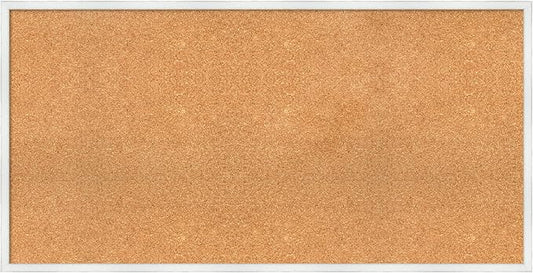 Amanti Art Natural Cork Board for Wall, 25x49 Vision Board with White Frame, Oversize Corkboard Office Decor for Home Organization, Country Rustic Corkboard Pinboard to Display Items for Home-DeskLoop Office