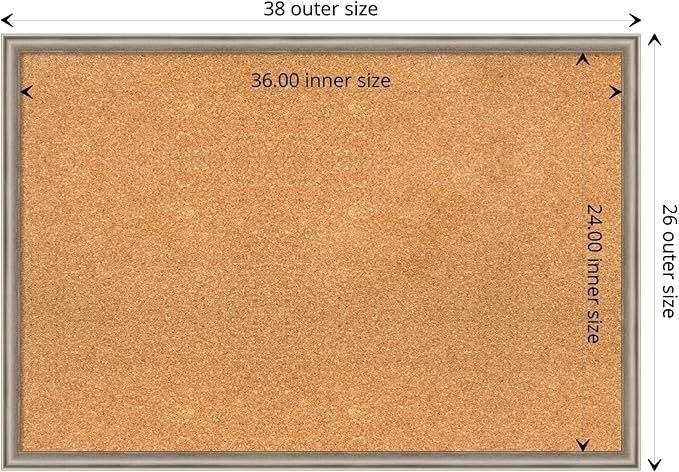 Amanti Art Natural Cork Board for Wall, 26x38 Vision Board with Silver Wood Frame, Large Corkboard Office Decor for Home Organization, Casual Corkboard Pinboard to display items for home organization-DeskLoop Office