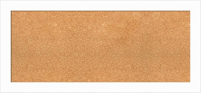 Amanti Art Natural Cork Board for Wall, 17x37 Vision Board with White Frame, Medium Corkboard Office Decor for Home Organization, Casual Corkboard Pinboard to Display Items for Home Organization in-DeskLoop Office