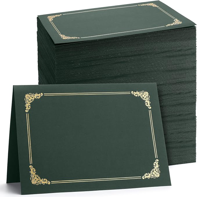 Fainne 120 Pack Certificate Holders Bulk, Diploma Covers Gold Foil Border by Fainne