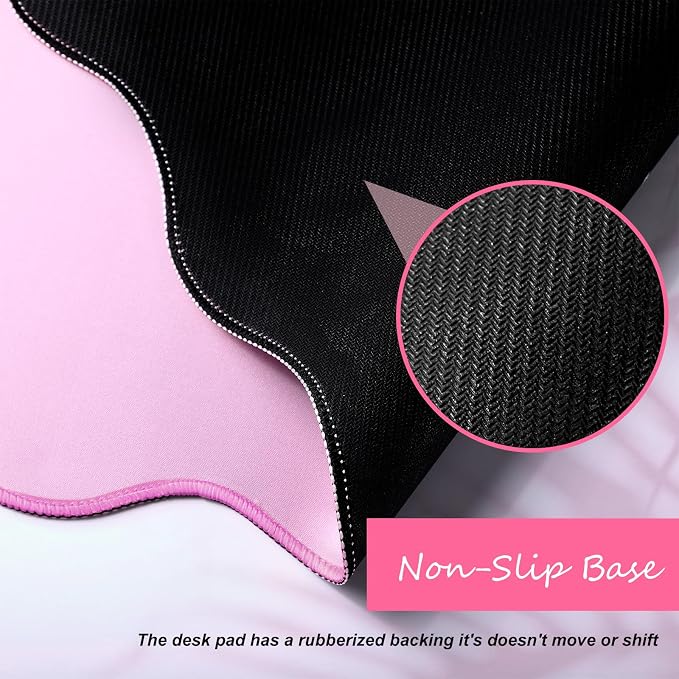 Hahafelt Scalloped Desk Mat Large Desk Pad Cute Coquette Table Mat Back to - Image 3