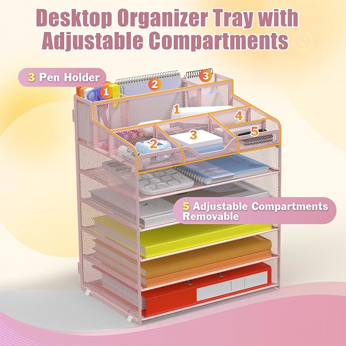Docnest 6 Tier Mesh Desk Organizer - Image 5