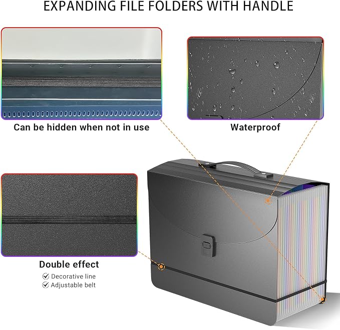 25 Pockets Expanding File Folders, Accordion File Organizer, Portable Filing Box - Image 5